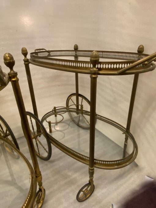 1970' Pair Of Rolling Bars Or Trolleys In Gilt Bronze Maison Bagués - Image 6