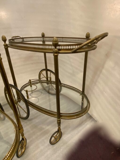 1970' Pair Of Rolling Bars Or Trolleys In Gilt Bronze Maison Bagués - Image 4
