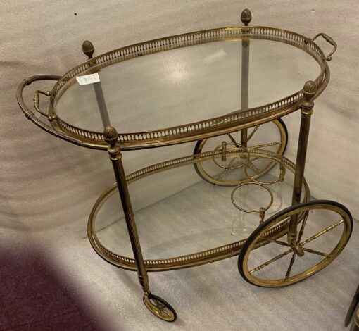 1970' Pair Of Rolling Bars Or Trolleys In Gilt Bronze Maison Bagués - Image 3