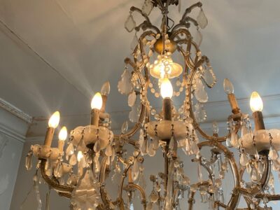 1900' Chandelier Cage 21 Lights Marie Thérèse in Bohemian Crystal H 140 X Ø 115 cm