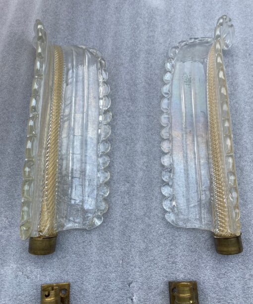 1950/70 Pair Of BAROVIER & TOSO Or Veronese Style Sconces For Arbus In Murano Crystal 46 x 14 cm - Image 2