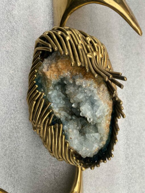 1970 'Geode And Gilt Bronze Wall Sculpture Signed Jacques Duval Brasseur - Image 9