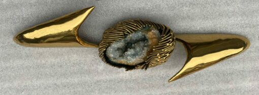 1970 'Geode And Gilt Bronze Wall Sculpture Signed Jacques Duval Brasseur