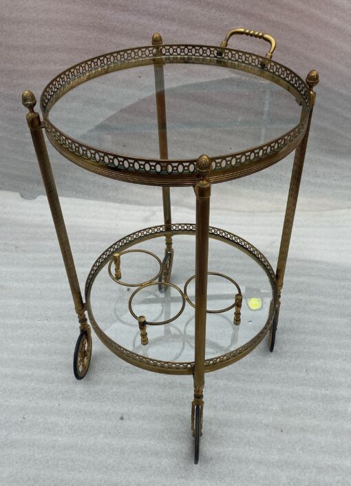 1950/70 Desserte Roulante Ronde Maison Bagués En  Bronze Doré – Image 11