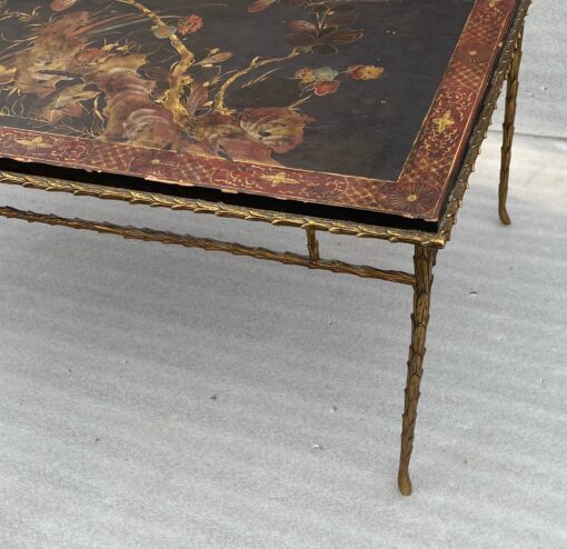 1970′ Table Basse Bronze Modèle Palmier Maison Baguès Ou Charles Laque De Chine 105 x 47 x H 42 cm – Image 11