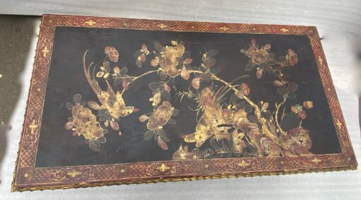 1970′ Table Basse Bronze Modèle Palmier Maison Baguès Ou Charles Laque De Chine 105 x 47 x H 42 cm – Image 4