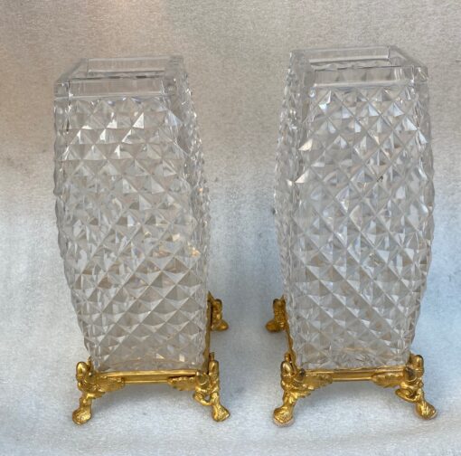 1880 'Pair Of Baccarat Vases,L' Escalier De Cristal , Japanese Period Gilt Bronze Base Signed H 28 X 14 X 14 cm - Image 8