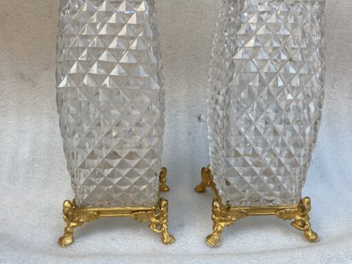 1880 'Pair Of Baccarat Vases,L' Escalier De Cristal , Japanese Period Gilt Bronze Base Signed H 28 X 14 X 14 cm - Image 9
