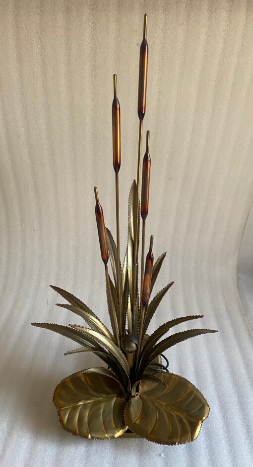 1970′ Brass Reed Lamp In The Style Of Maison Jansen - Image 9