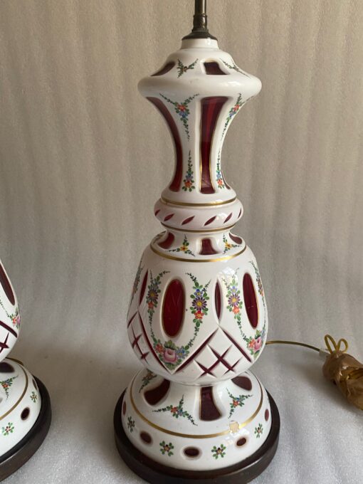 1970' Pair of Baccarat Overlay Lamps H 106 cm - Image 10