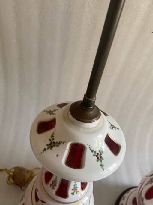 1970' Pair of Baccarat Overlay Lamps H 106 cm - Image 13