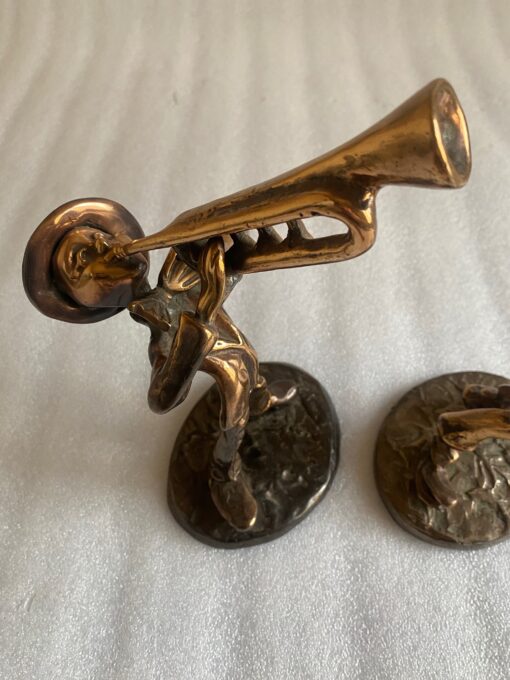 1970/80 Saxophonist And Trumpeter  In Bronze, Sculptures Signed LOHE - Image 2