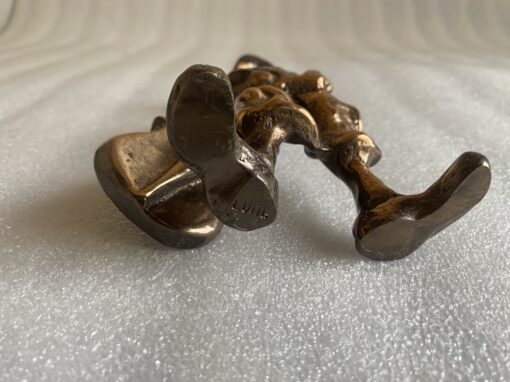 1970/80 Newsboy And Double Bass In Bronze, Sculpture Signed LOHE - Image 2