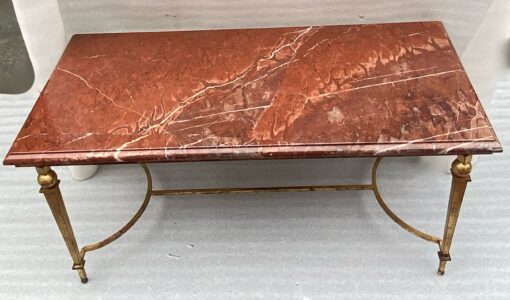1950/70 Ramsay Table basse Fer Doré  Marbre Languedoc 100 X 50 X 44 cm