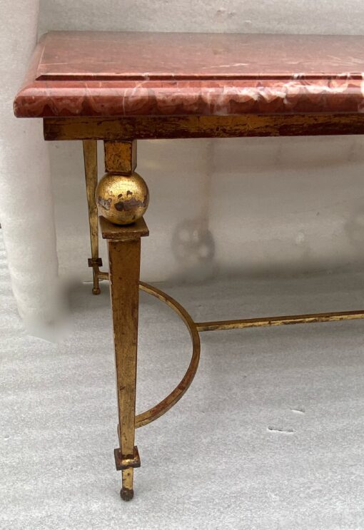 1950/70 Ramsay Table basse Fer Doré  Marbre Languedoc 100 X 50 X 44 cm – Image 14