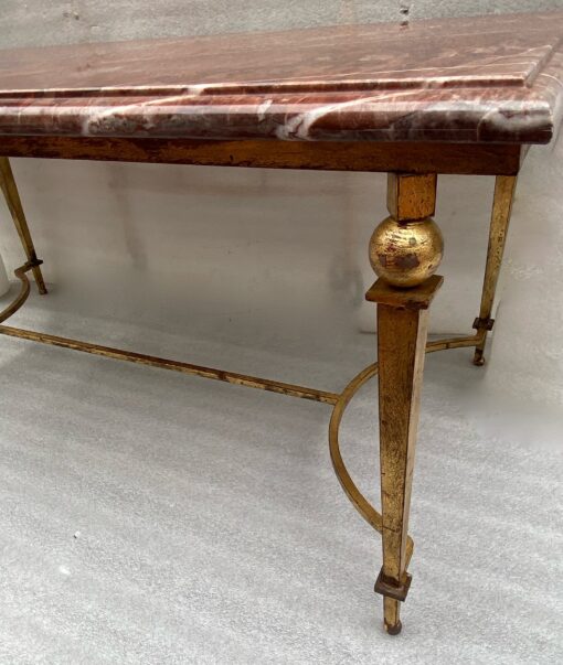 1950/70 Ramsay Table basse Fer Doré  Marbre Languedoc 100 X 50 X 44 cm – Image 13