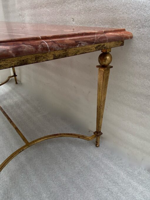 1950/70 Ramsay Table basse Fer Doré  Marbre Languedoc 100 X 50 X 44 cm – Image 12