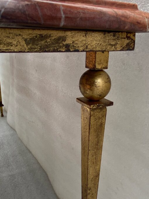 1950/70 Ramsay Table basse Fer Doré  Marbre Languedoc 100 X 50 X 44 cm – Image 11