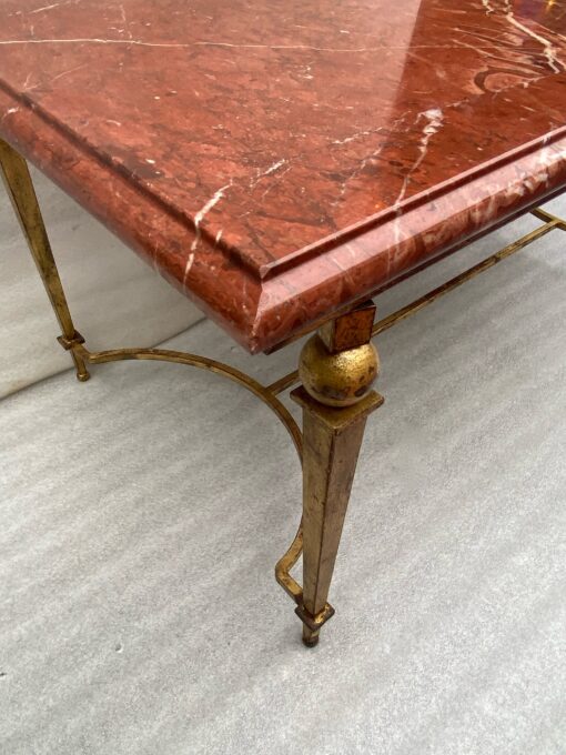 1950/70 Ramsay Table basse Fer Doré  Marbre Languedoc 100 X 50 X 44 cm – Image 9