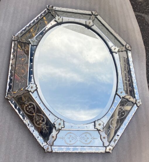 1950/70 Octagonal and Oval Venetian Mirror 98 x 82 Cm - Image 4
