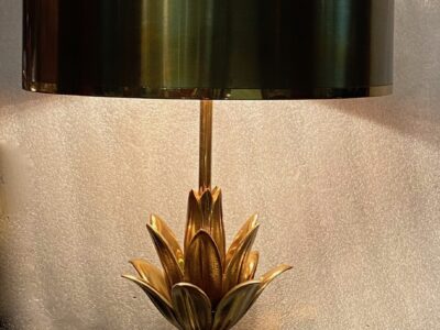 1970 'Bronze Lamp Signed Charles Lotus Flower Model