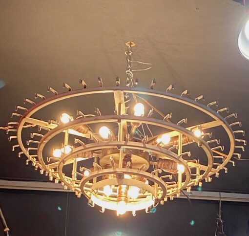 1970′ Chandelier Doria 5 Levels 142 Blown Glass Crystals Design Venini Murano - Image 9