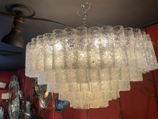 1970′ Chandelier Doria 5 Levels 142 Blown Glass Crystals Design Venini Murano - Image 7