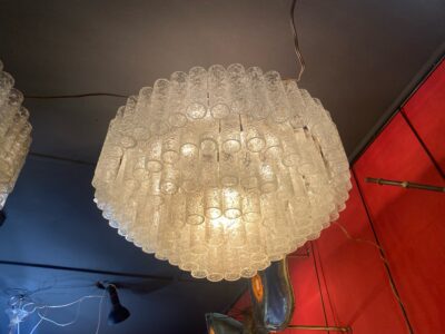 1970′ Chandelier Doria 5 Levels 142 Blown Glass Crystals Design Venini Murano