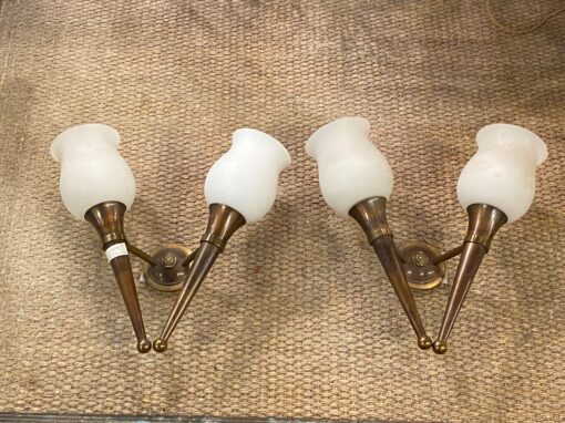 1920/50′ Pair Of Bronze And Brass Chandeliers With Arbus Style Arrow By Maison Jansen 6 Bulbs - Image 3
