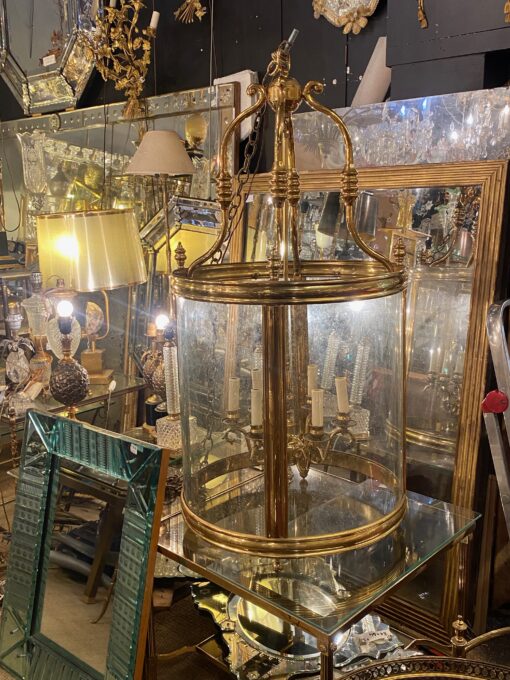 1950'Lanterne En Bronze Doré Style Directoire H 120 cm Ø 57 cm – Image 17
