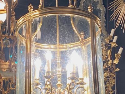 1950'Lantern In Gilt Bronze Directoire Style H 120 cm Ø 57 cm