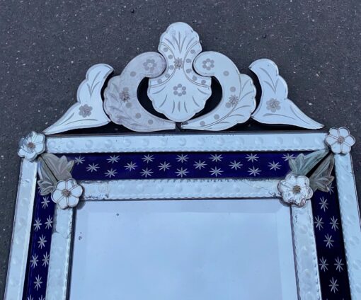 1950/60 ' Venitian Mirror N3 With Pediment – Blue Glass Adorned with Stars - Image 5