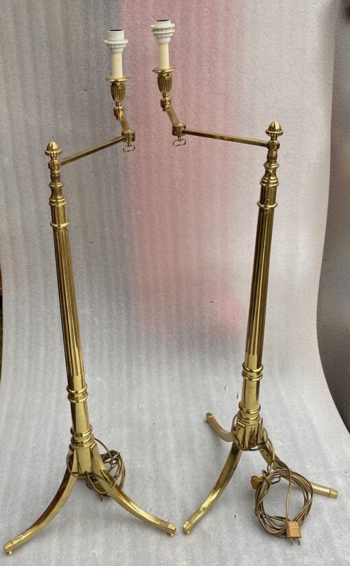 1970′ Paire de Liseuses Articulées Bronze Doré Tripodes Style Art Deco – Image 17