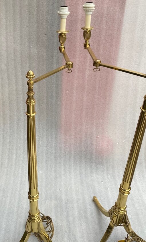 1970′ Paire de Liseuses Articulées Bronze Doré Tripodes Style Art Deco – Image 16