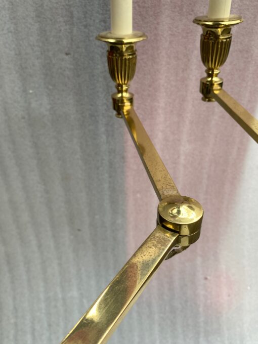 1970′ Paire de Liseuses Articulées Bronze Doré Tripodes Style Art Deco – Image 12