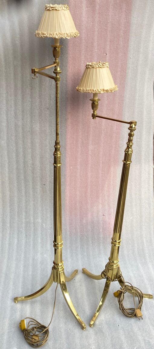 1970′ Paire de Liseuses Articulées Bronze Doré Tripodes Style Art Deco