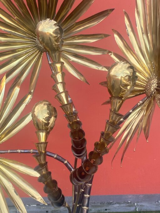 1970′ Yuka Palm Floor Lamp in Brass And Patinated Iron Maison Jansen 3 Heads Brutalist Style H 200 cm - Image 6