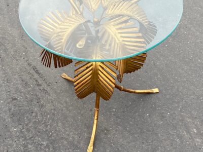 1970 'Pedestal Table In Palm Tree Golden Iron Ø 50 H 50 cm