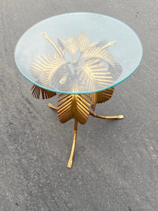 1970 'Pedestal Table In Palm Tree Golden Iron Ø 50 H 50 cm