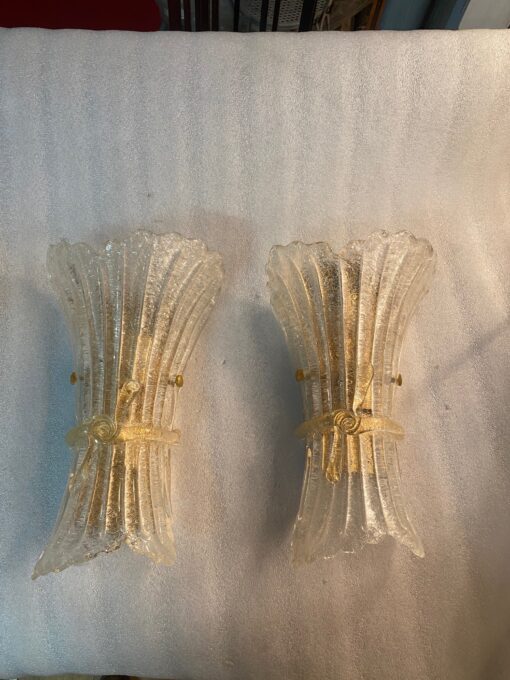 1970/80′ Pair of Murano Glass Or Crystal Sconces Barovier & Toso - Image 9