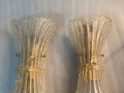 1970/80′ Pair of Murano Glass Or Crystal Sconces Barovier & Toso