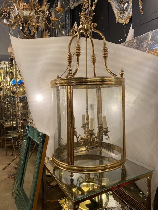 1950'Lanterne En Bronze Doré Style Directoire H 120 cm Ø 57 cm – Image 7