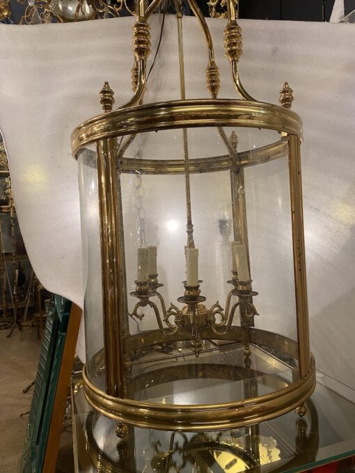 1950'Lanterne En Bronze Doré Style Directoire H 120 cm Ø 57 cm – Image 4
