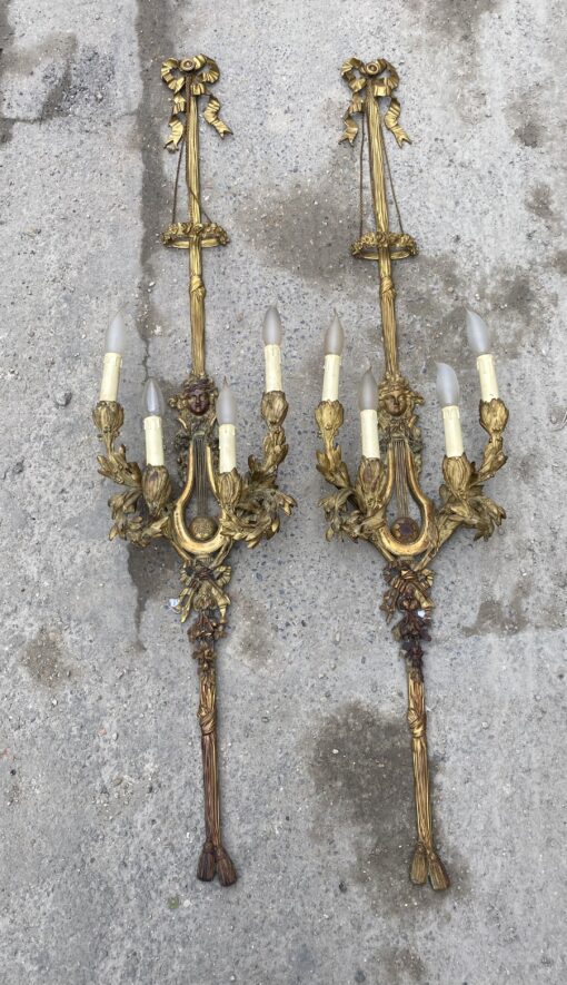 1890/1900′  Pair Of Louis XVI Style Gilt- Bronze Four-Lights After Gouthiere - Image 29