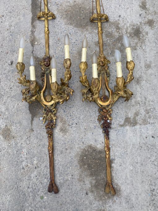 1890/1900′  Pair Of Louis XVI Style Gilt- Bronze Four-Lights After Gouthiere - Image 27