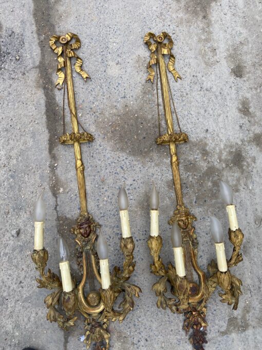 1890/1900′  Pair Of Louis XVI Style Gilt- Bronze Four-Lights After Gouthiere - Image 25