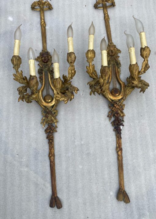 1890/1900′  Pair Of Louis XVI Style Gilt- Bronze Four-Lights After Gouthiere - Image 21