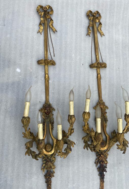1890/1900′  Pair Of Louis XVI Style Gilt- Bronze Four-Lights After Gouthiere - Image 20
