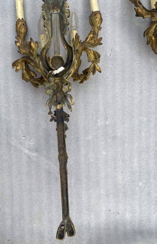 1890/1900′  Pair Of Louis XVI Style Gilt- Bronze Four-Lights After Gouthiere - Image 8