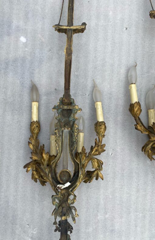 1890/1900′  Pair Of Louis XVI Style Gilt- Bronze Four-Lights After Gouthiere - Image 7